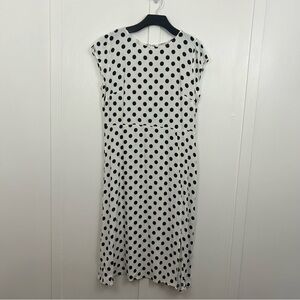 NWT LOFT womens dress polka dot black white size 14